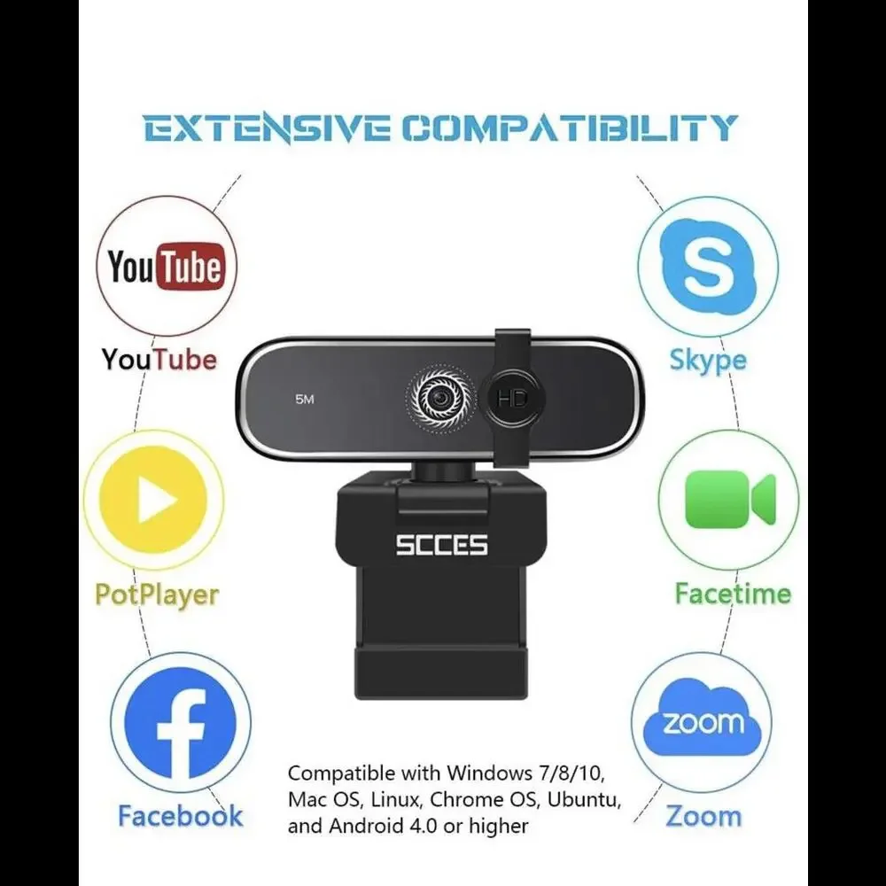 SCCES QHD Webcam, AutoFocus 2K Streaming USB Web Camera with Stereo Microphone